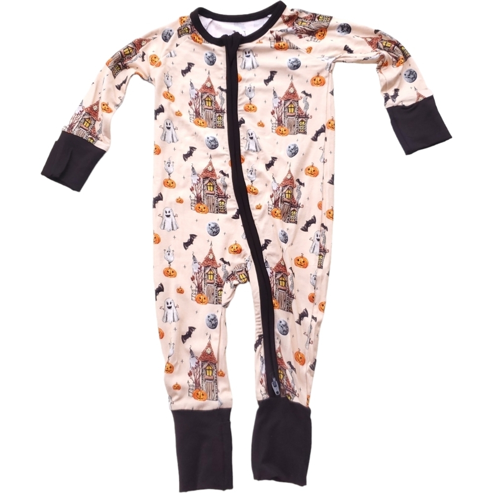 Nev Clothing One-piece Sleeper Footless Pajamas Orange Halloweeb Baby 3-6M